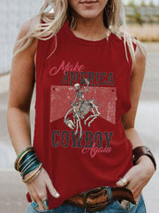 Women's 4th of July Make America Cowboy Again Printed Tank Top
