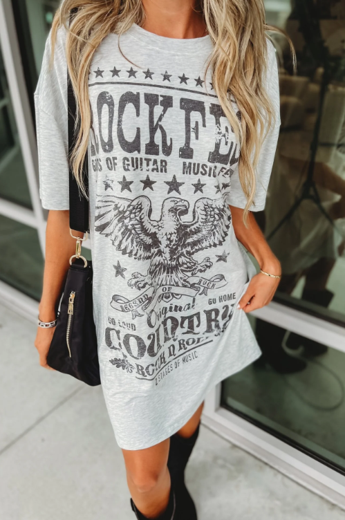 Western Graphic T-Shirt Dress-Three Patterns