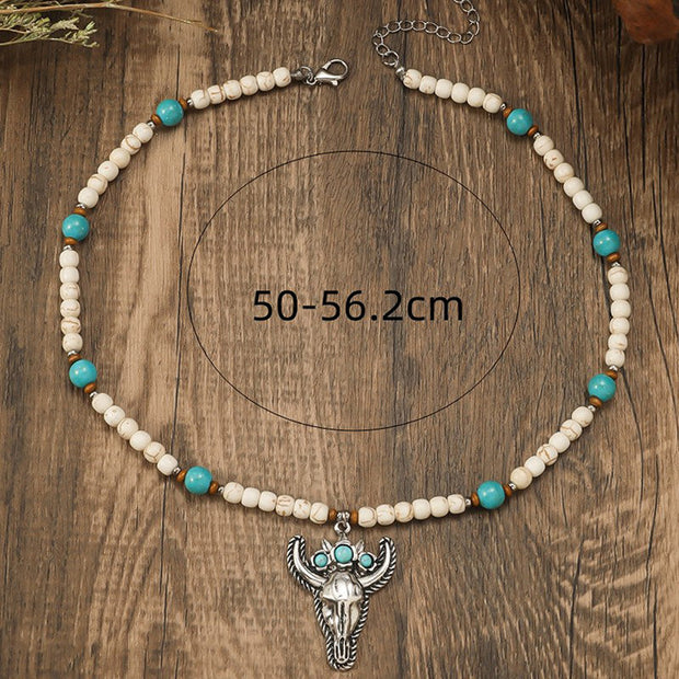 Bull head turquoise necklace