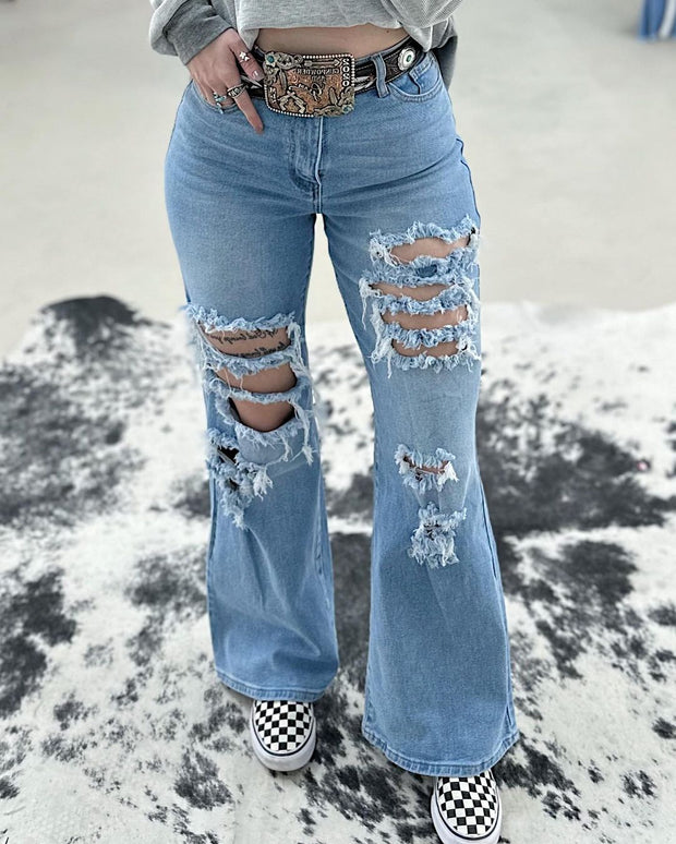 Casual Distressed Ripped Jeans