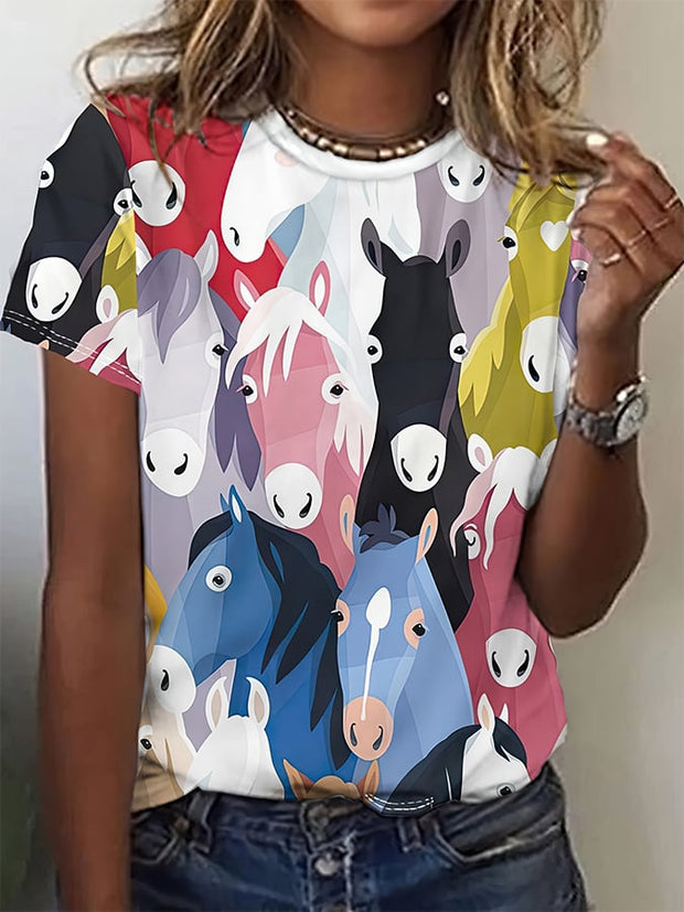 Women's Horse Art Print T-shirt