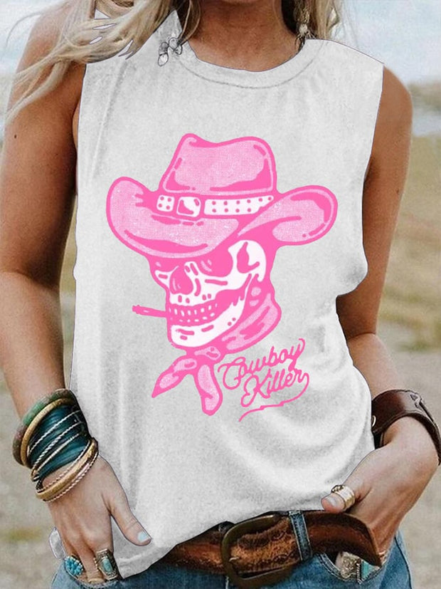 Women's Retro Western Cowboy Killer Print Vest