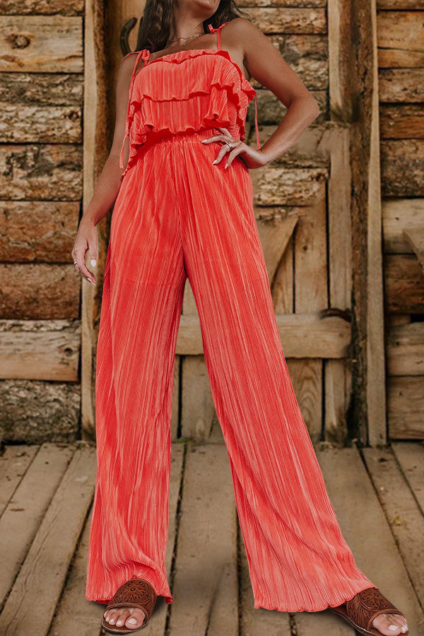 Pretty Layered Ruffled Wide-Leg Jumpsuit