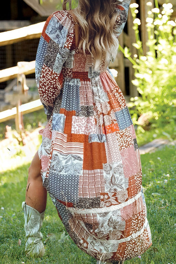 Boho Vintage Print Dress