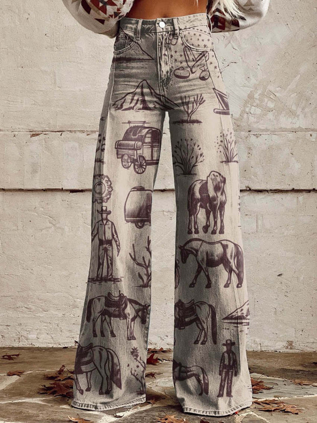 Women's Western Style Print Casual Pants