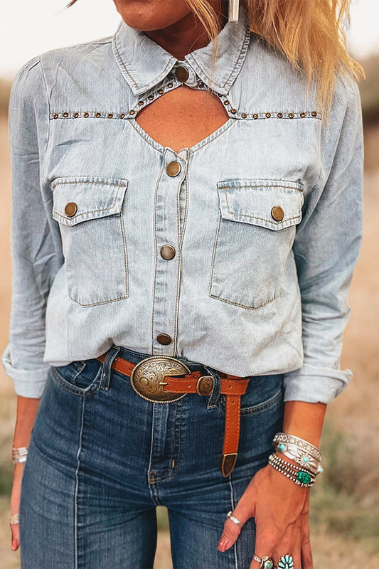 Hollow Studded Denim Shirt