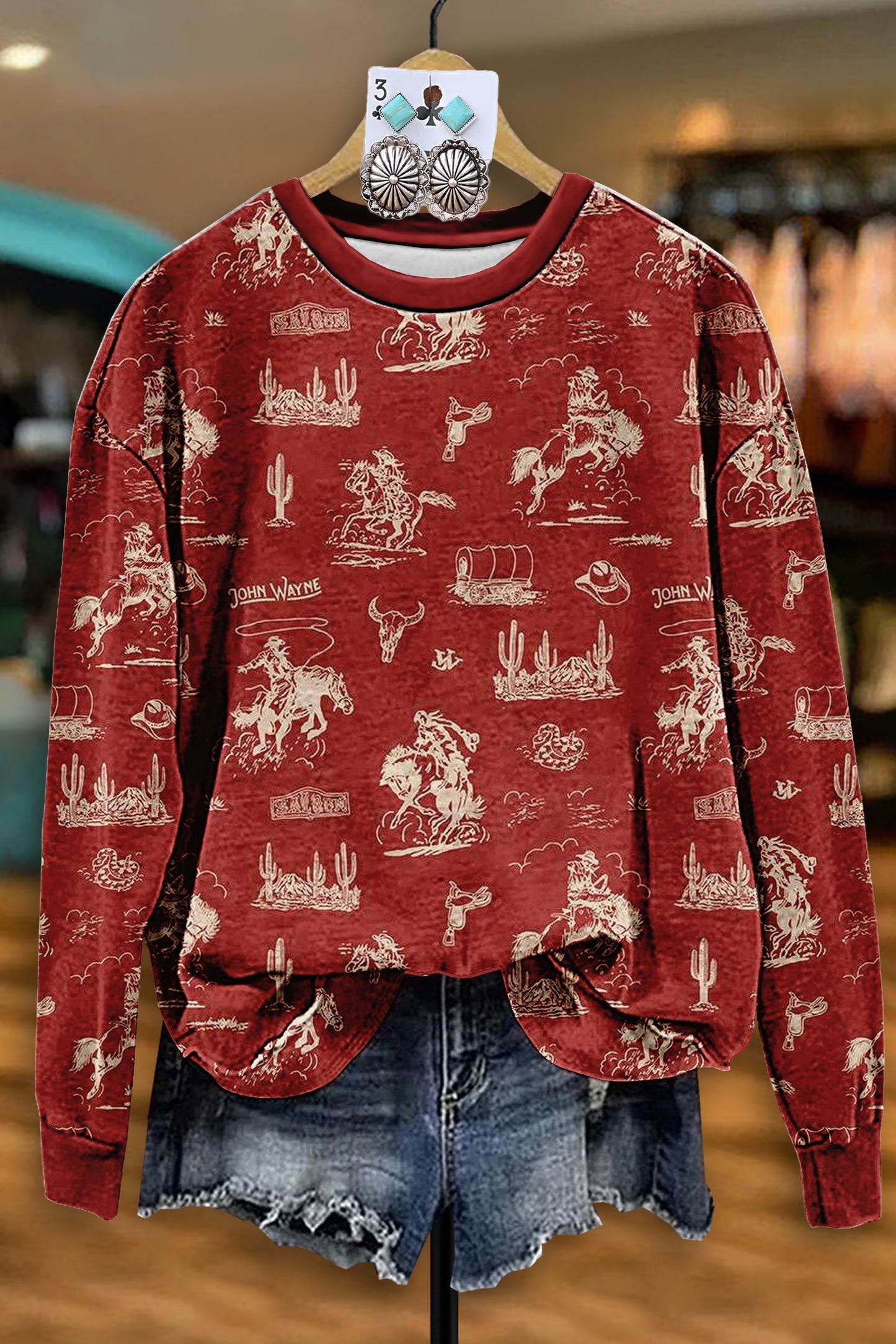 Vintage Western Rodeo Print Sweatshirt