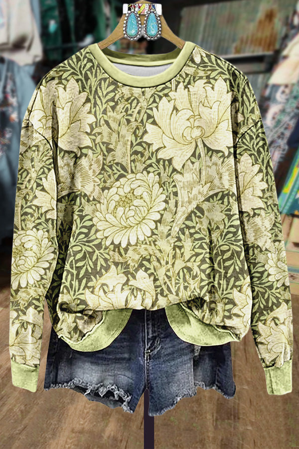 Casual Foral Print Long Sleeve Sweatshirt