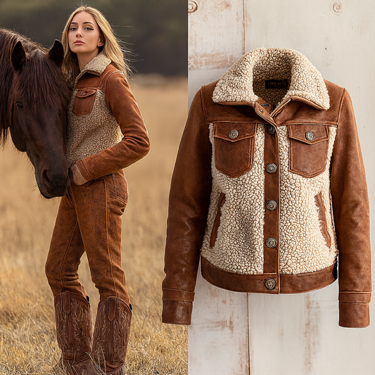 Warm And Stylish Brown Sherpa Jacket For Fall And Winter