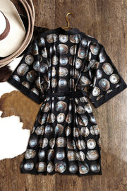 Gorgeous Sterling Turquoise Concho Graphics Robe