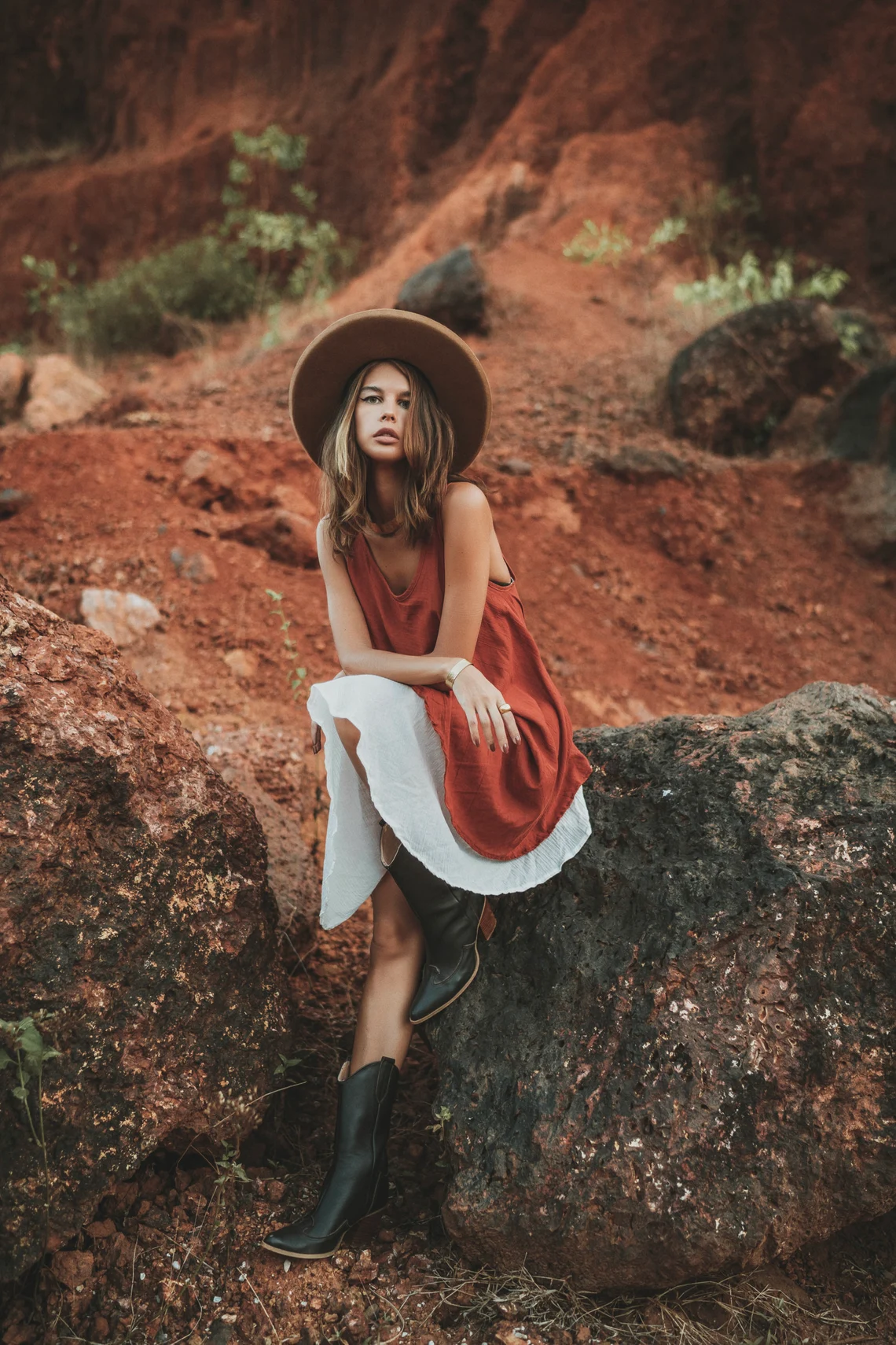 Boho Midi Dress Black/Cotton Gypsy Dress