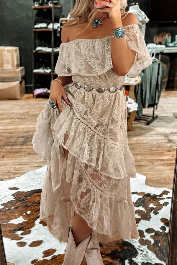 Boho Western Lace Irregular Dress – Tilame