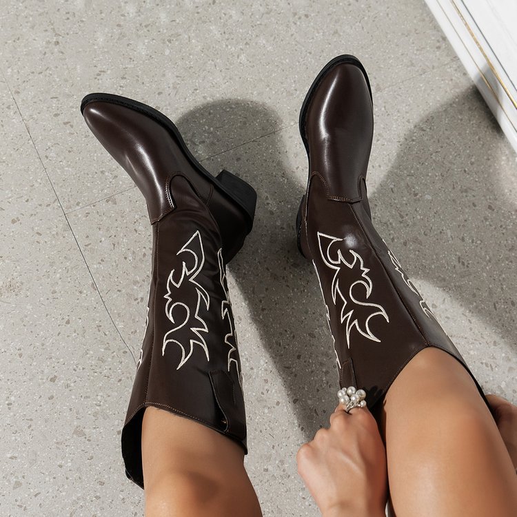 Womens Cowboy Embroidery High Western Boots