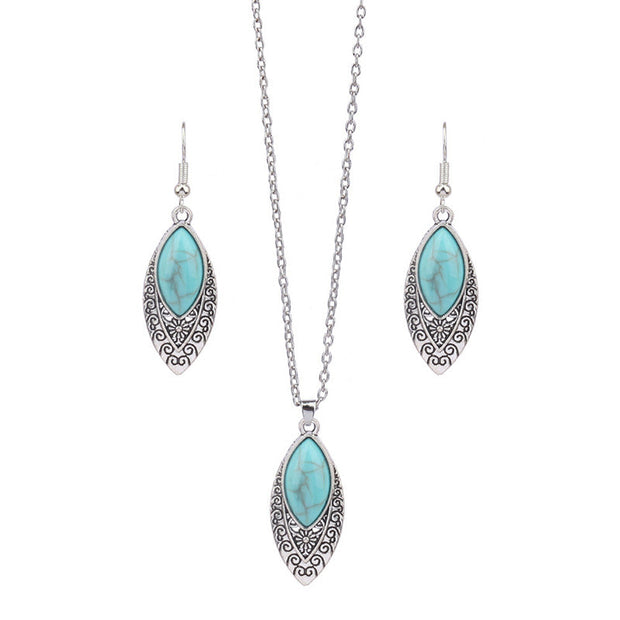 Turquoise Earrings Necklace Set