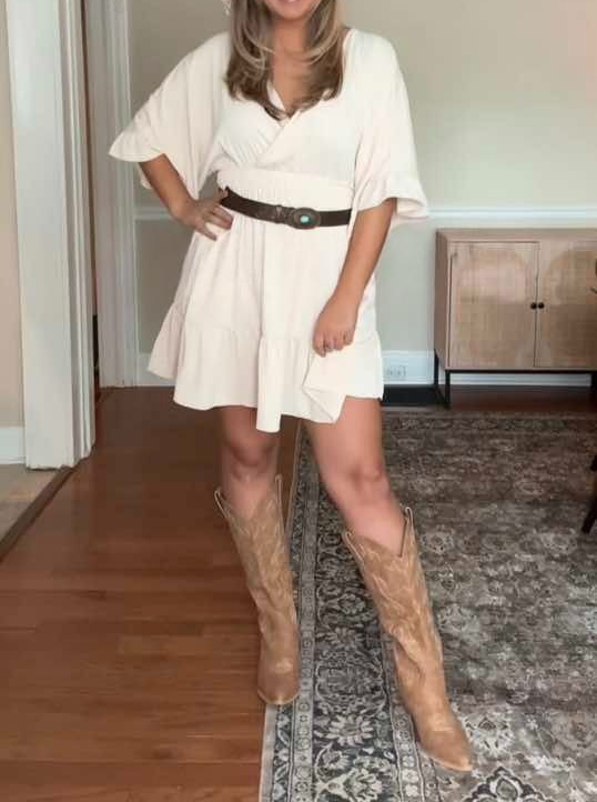 Women's Summer Short Sleeve Short Ruffle Hem Dress