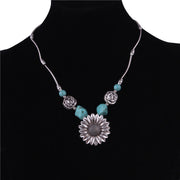 Creative Sunflower Patterns Turquoise Necklace