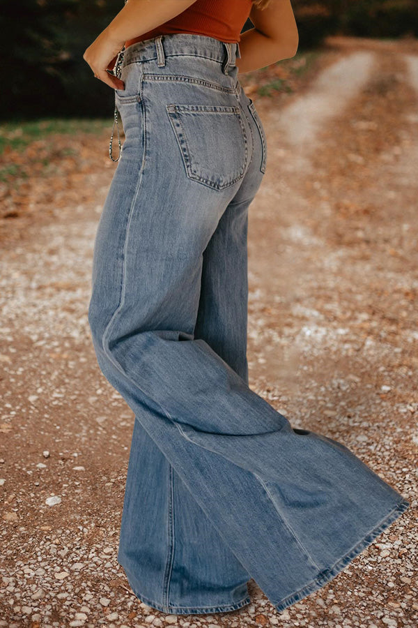 Vintage Washed Wide Leg Jeans