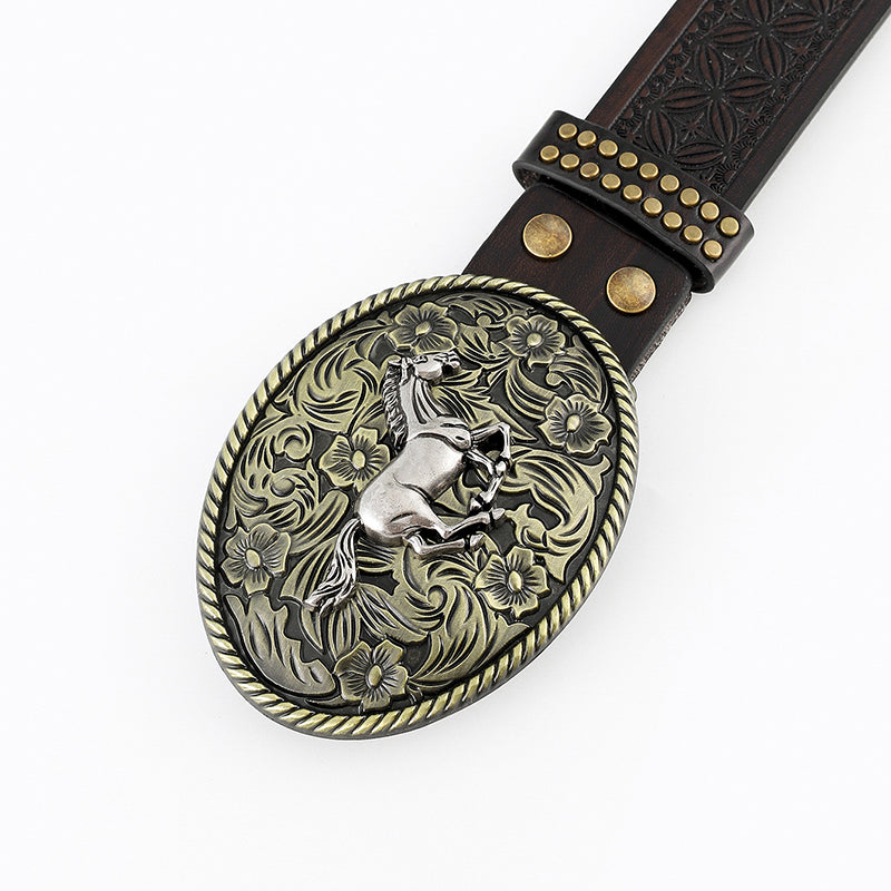 Retro Western Rivet Embossed Belt