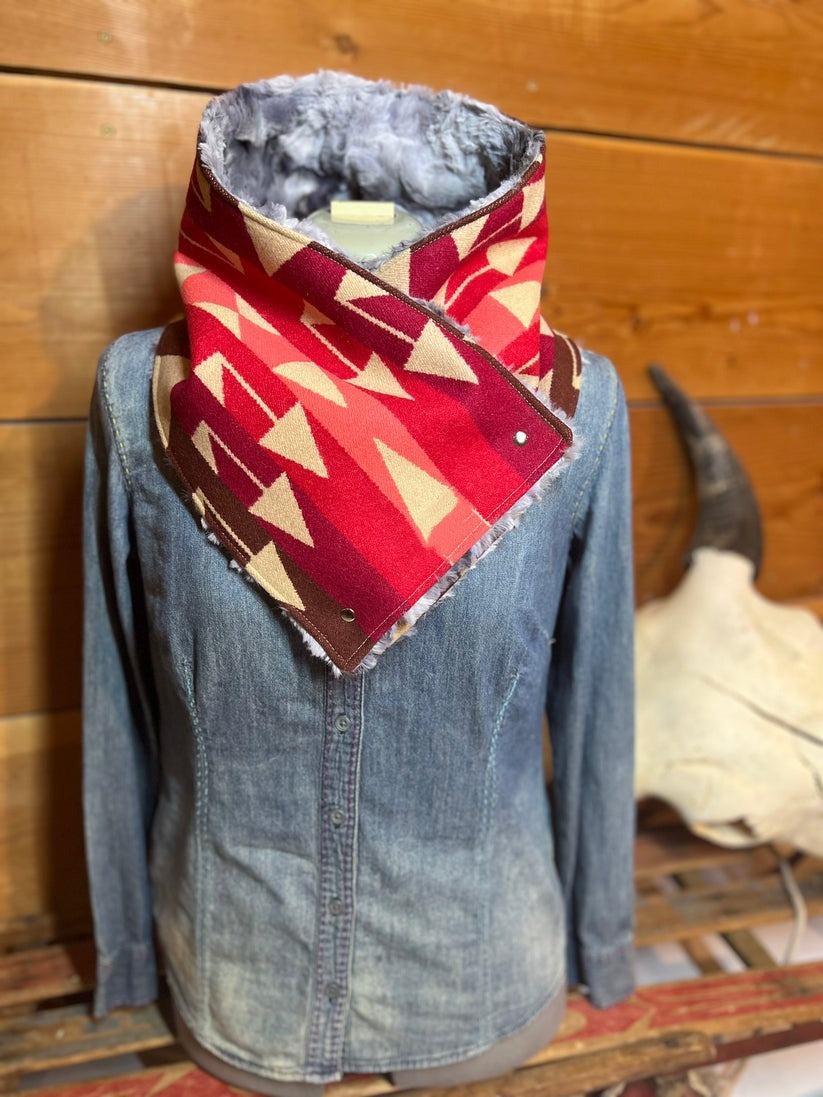 Women's Western Cowboy Light Red Warm Neck Cowl