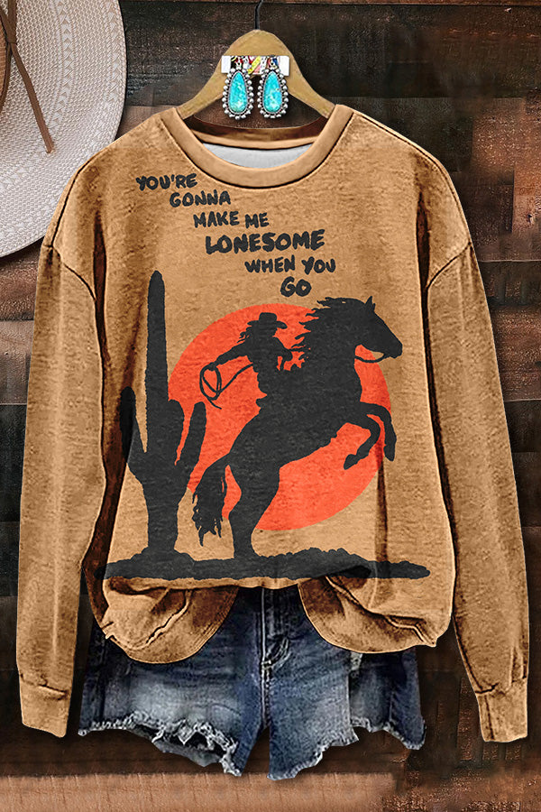 Cowboy Misses Printed Sweatshirt