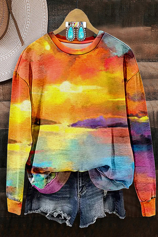 Sunset Print Long Sleeve Sweatshirt