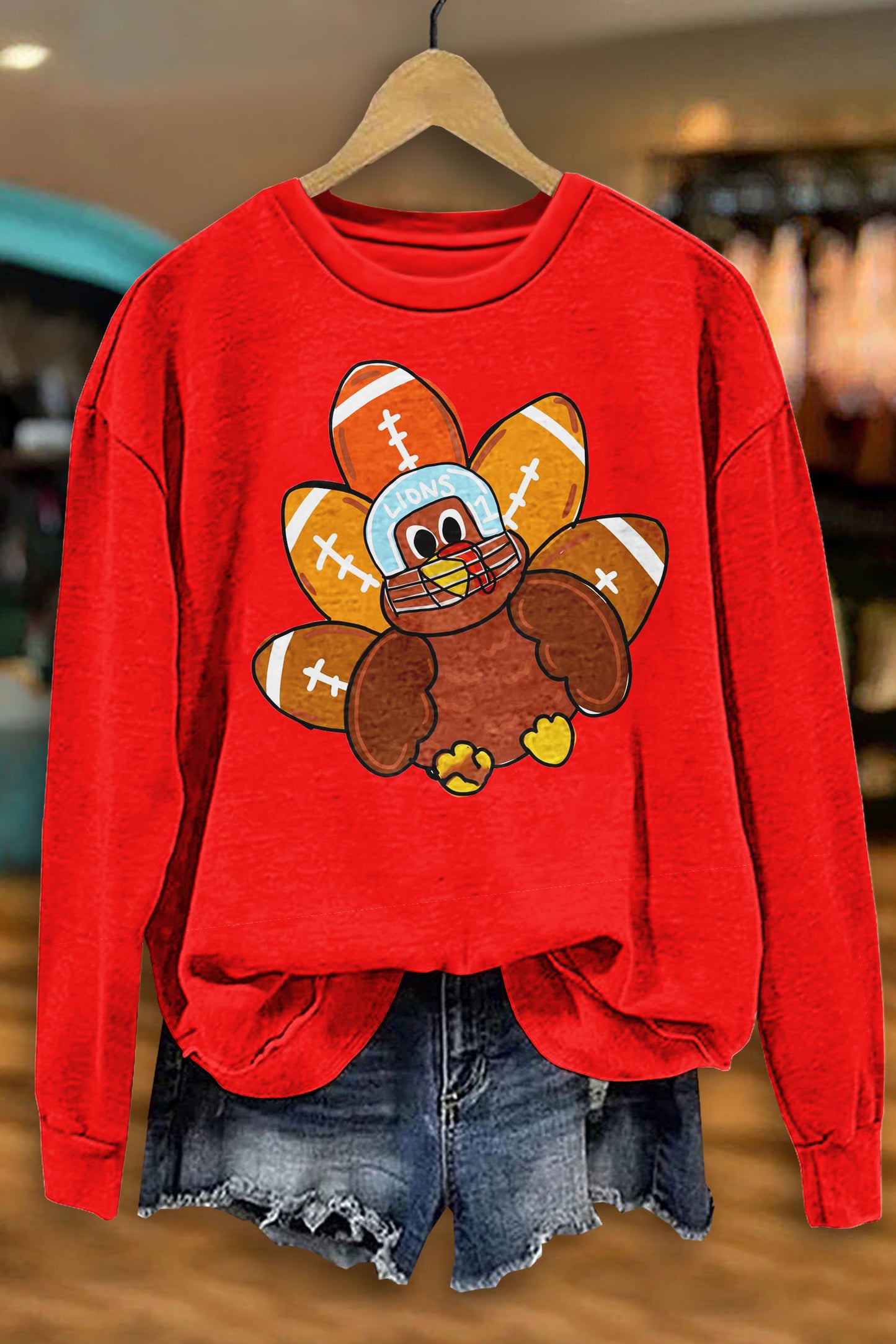 Retro Football Turkey Print Sweatshirt