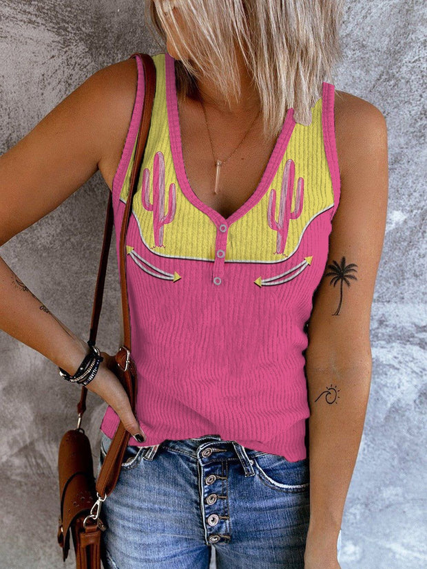 Women's Retro Western Style Printed Casual Vest