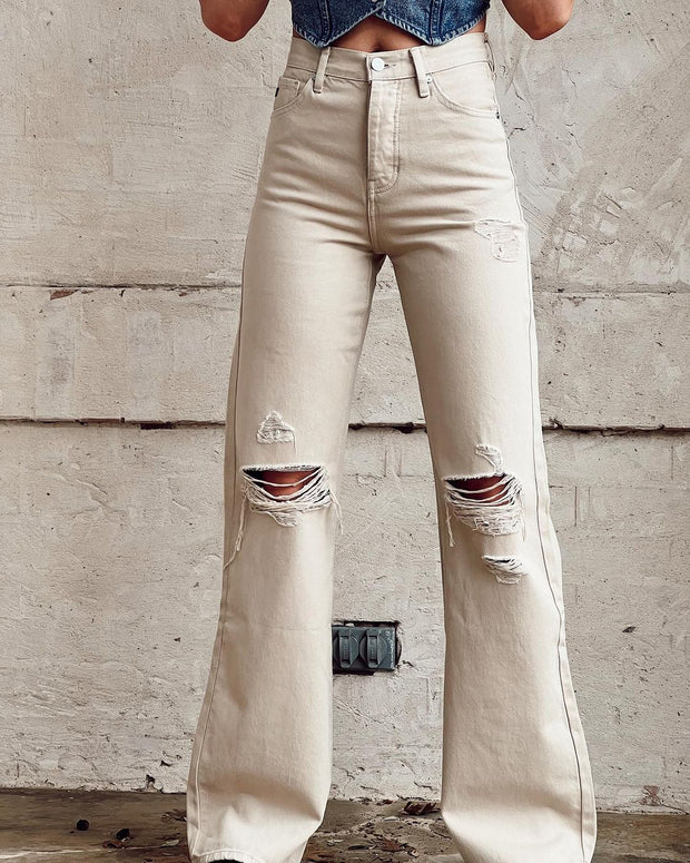 Women's Vintage Ripped Flared Jeans