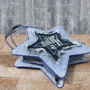 Chic Tassel Denim Blue Five-pointed Star Crossbody Bag