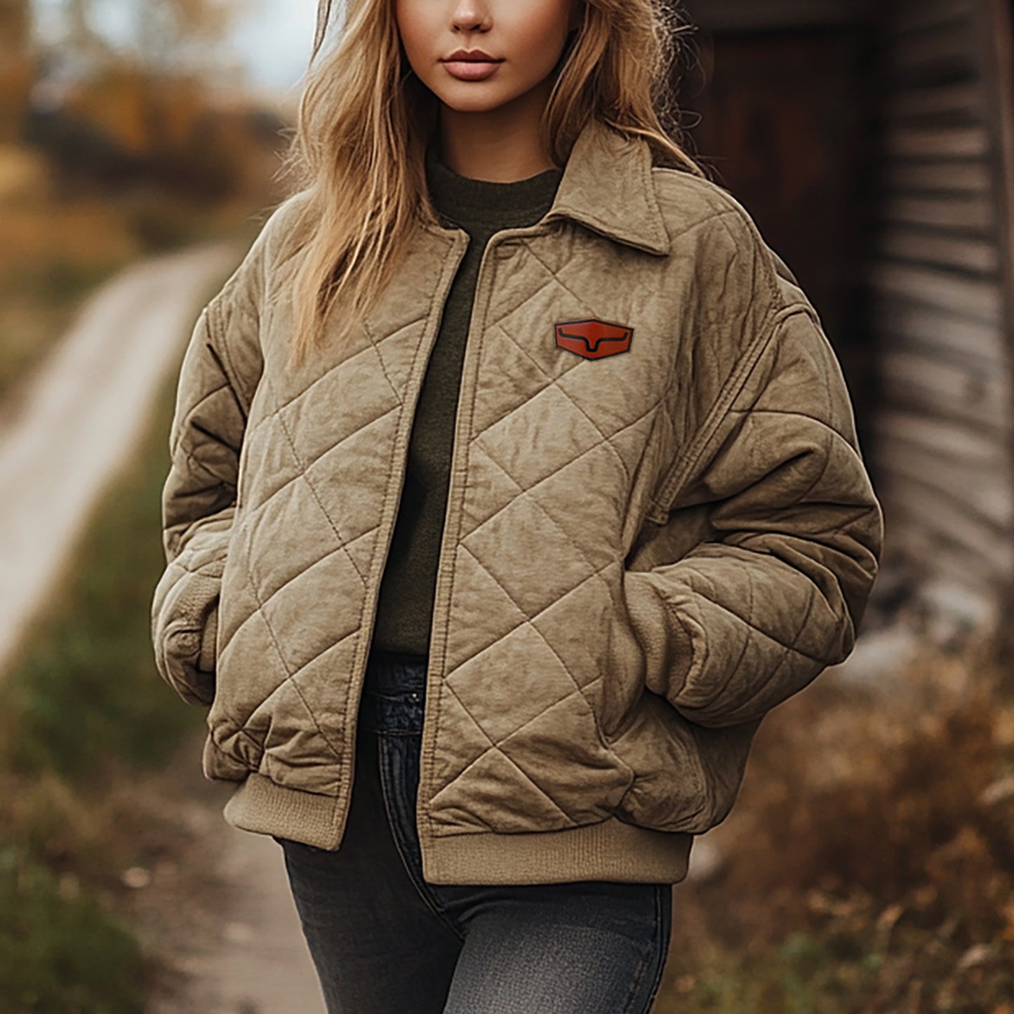 Women's Retro Suede Quilted Short Coat Western Style Loose And Comfortable Thickened Autumn And Winter Lapel Coat