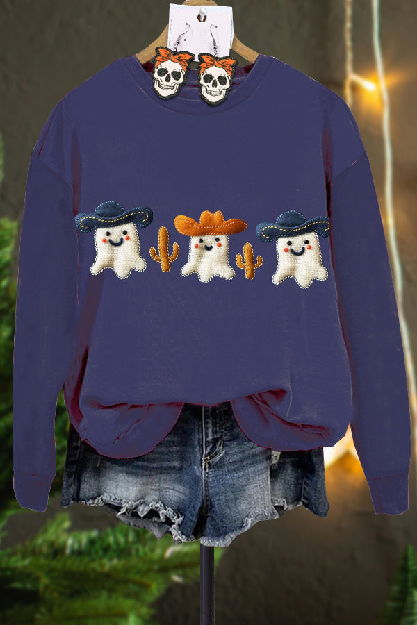 Western Ghost Halloween Patch Sweatshirt