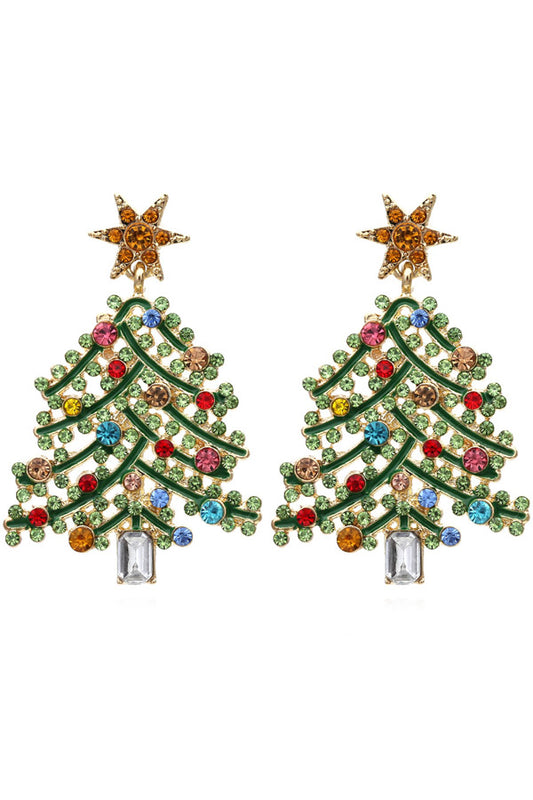 Rhinestone Christmas Tree Pattern Earrings