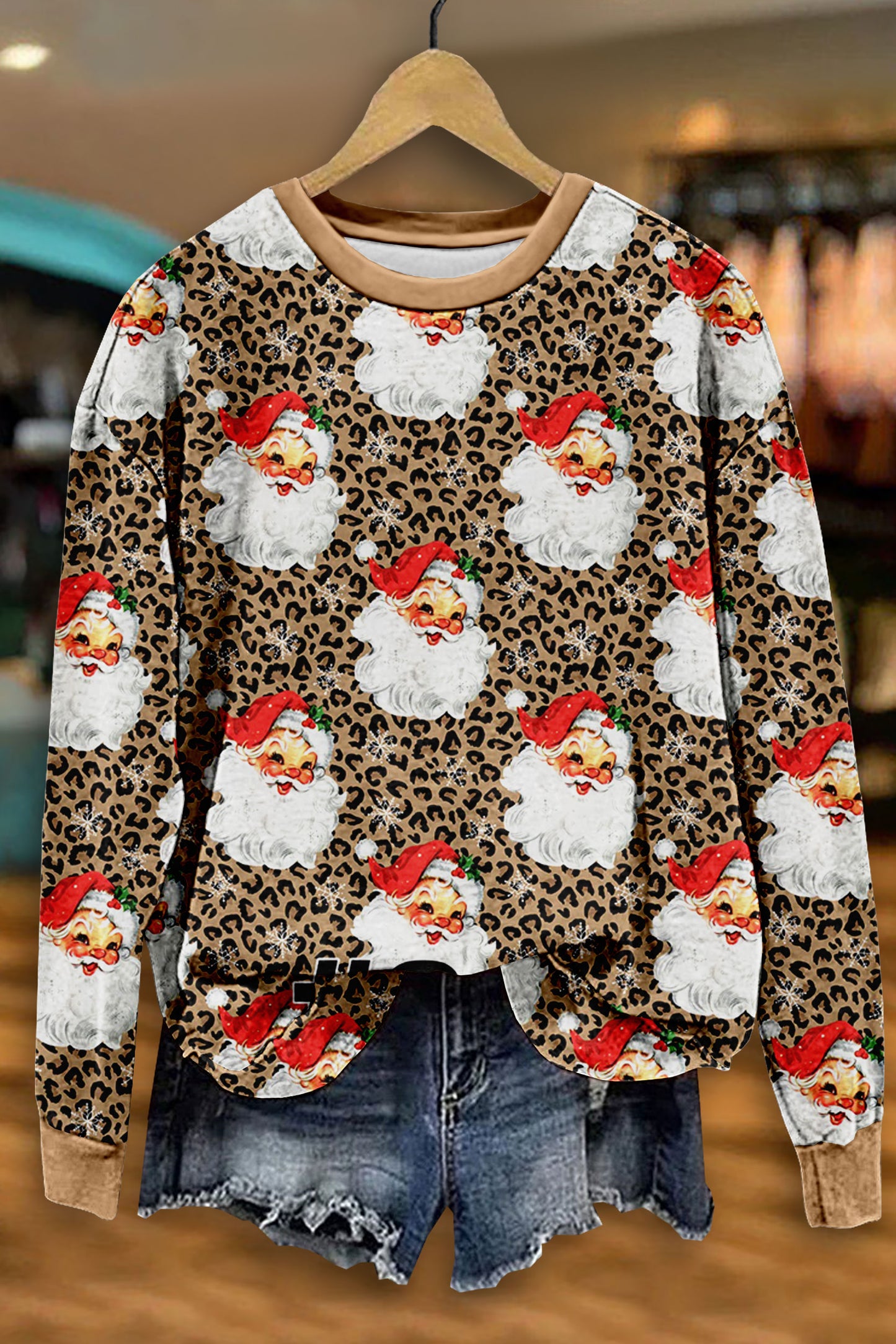 Cute Santa Leopard Print Sweatshirt