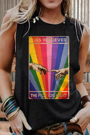 Pride Day Rainbow Colored  Print Casual Tank Top