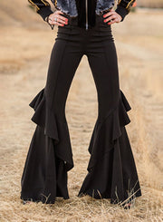 Women's Vintage Western Ruffled Flared Trousers