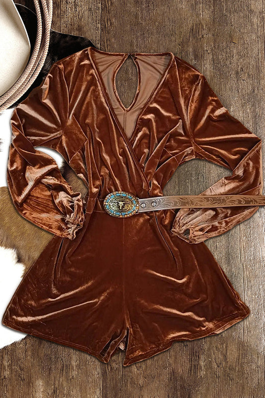 V-Neck Velvet Romper