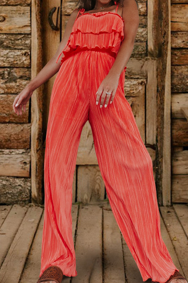 Pretty Layered Ruffled Wide-Leg Jumpsuit