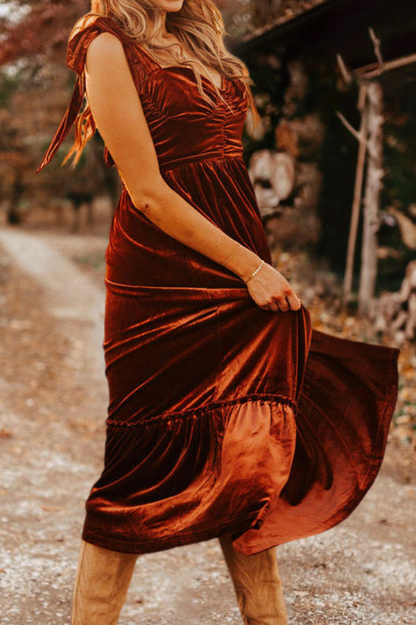 Vintage Ruffle Velvet Dress