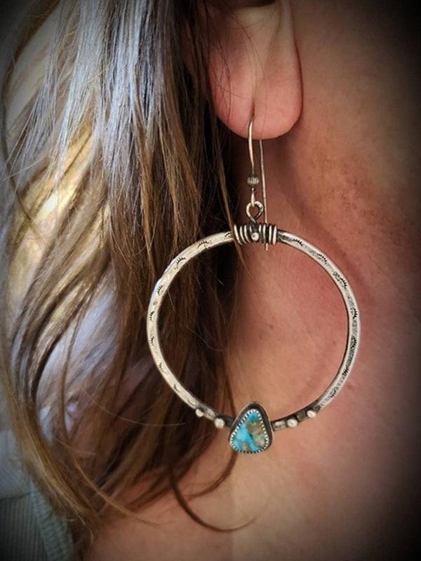 Vintage turquoise circle earrings