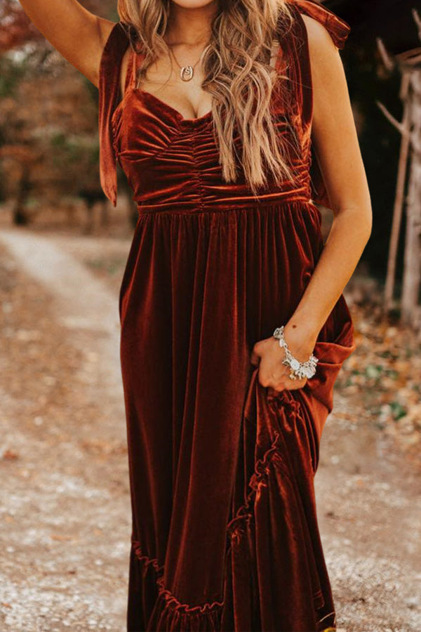 Vintage Ruffle Velvet Dress