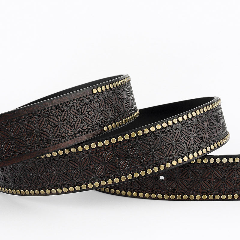 Retro Western Rivet Embossed Belt