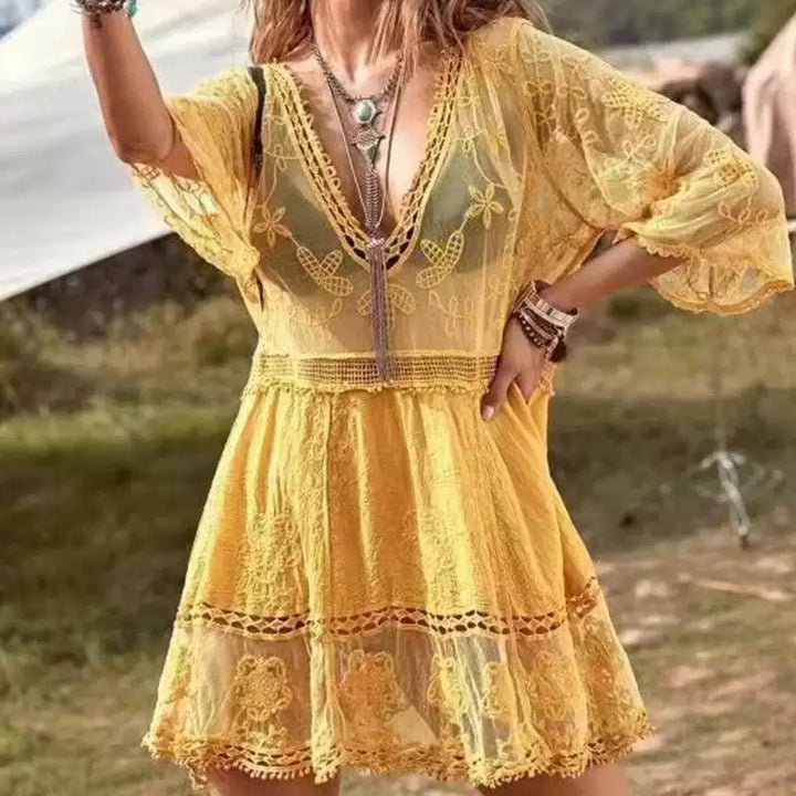 Lace Plunge Cover-Up Dress