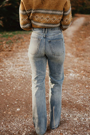 Retro Distressed Ripped Jeans