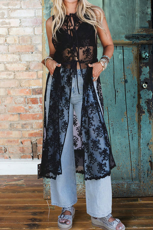Romantic Lace Straps Maxi Vest