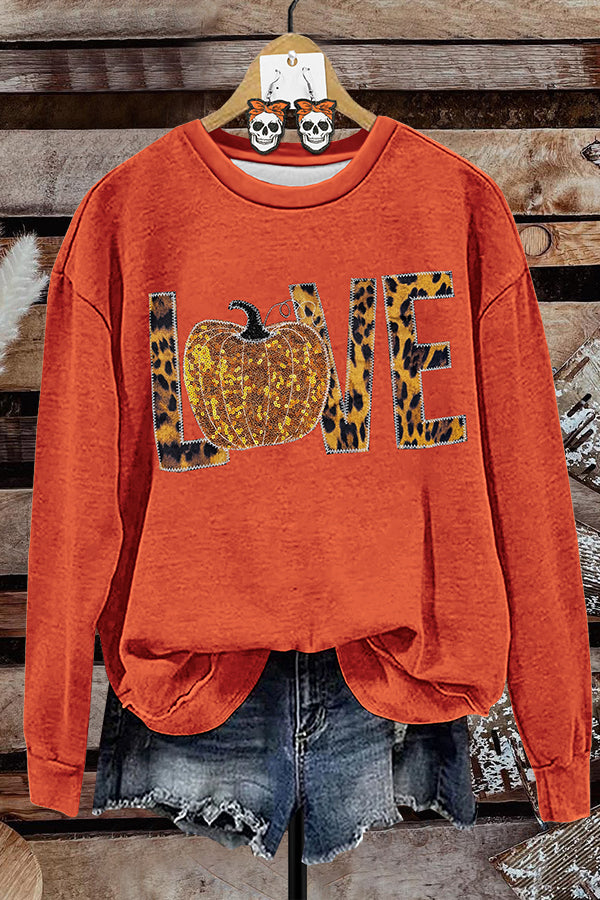 Leopard Print Pumpkin Sweatshirt