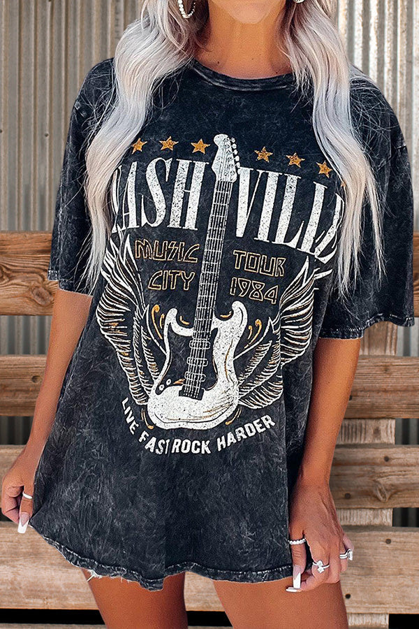Vintage Guitar Print T-Shirt
