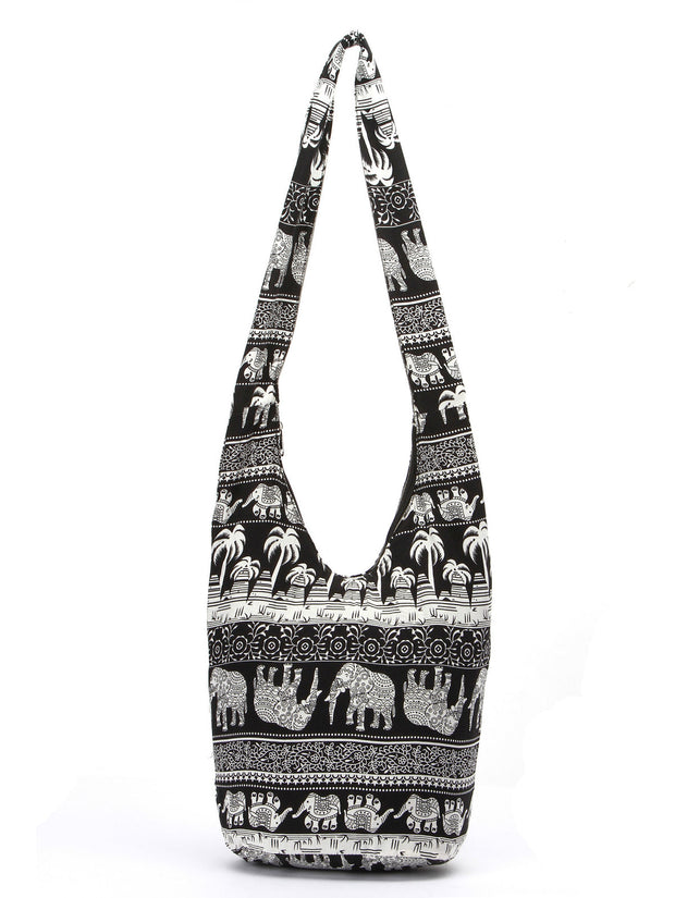 Ethnic Striped Print Zipper Large Capacity Bucket Bag