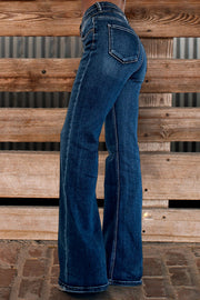 Vintage Washed High Waisted Flared Jeans