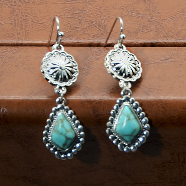 Vintage Daisy Turquoise Drop Earrings