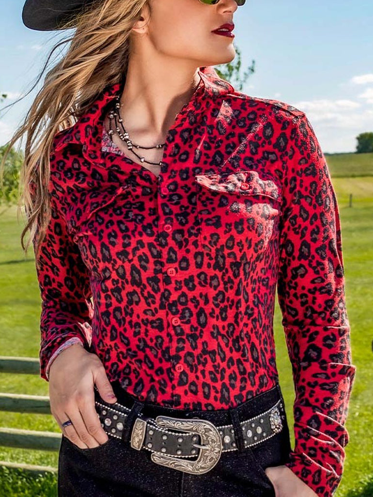 Red Leopard Women's Western Shirt (ADULT)